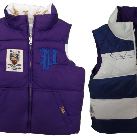 Polo by Ralph Lauren Jackets \u0026 Coats | Down Reversible Puffer Vest Pony Crested Gothic P | Color: Cream/Purple | Size: 5G | Saveon18's Closet